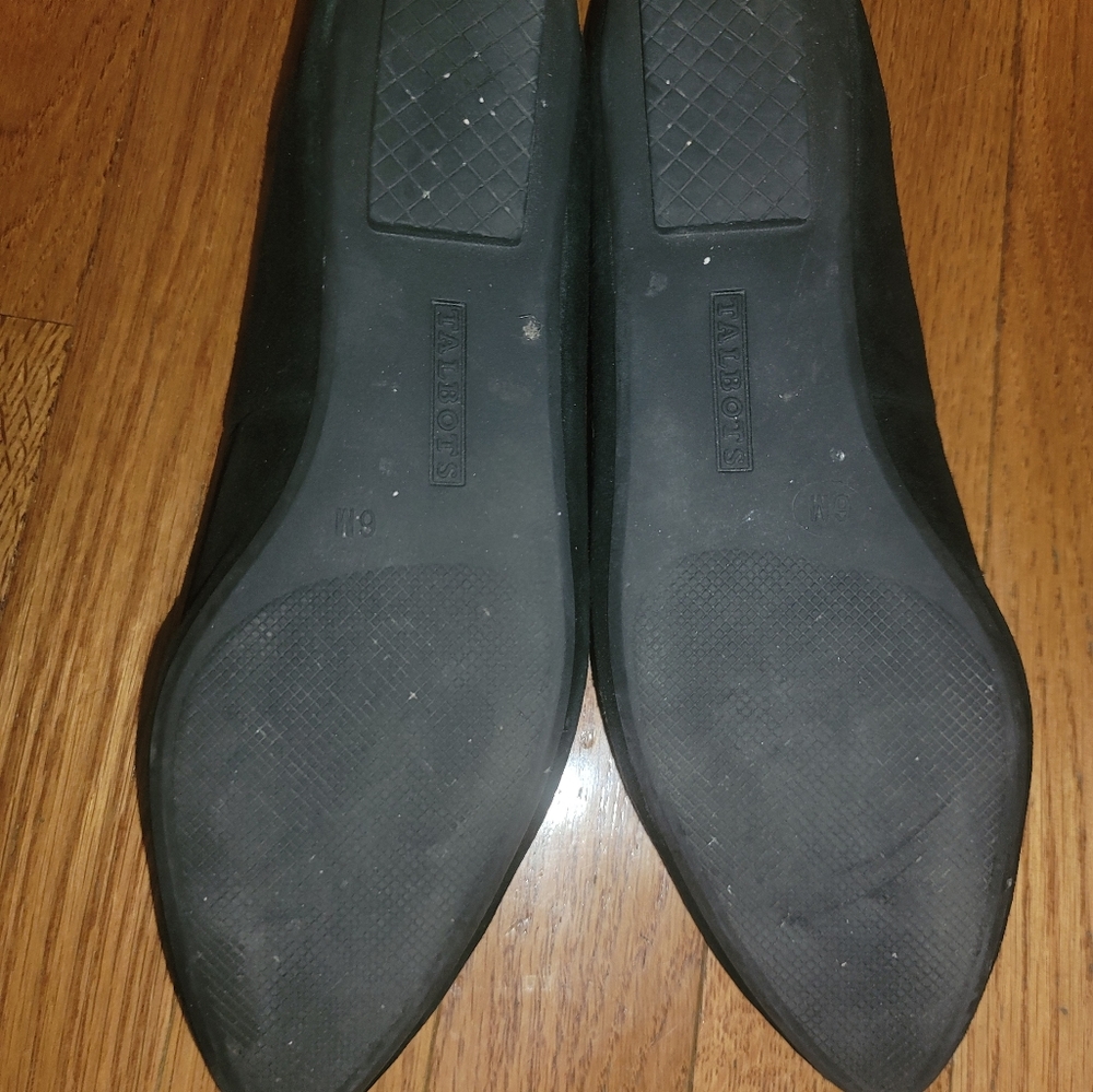 Talbots Womens Black Suede Leather Loafers Sz 6 Bow Pointed Toe Flats Slip On - Picture 4 of 4